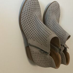 Lucky Brand Light Gray Perforated Ankle Booties